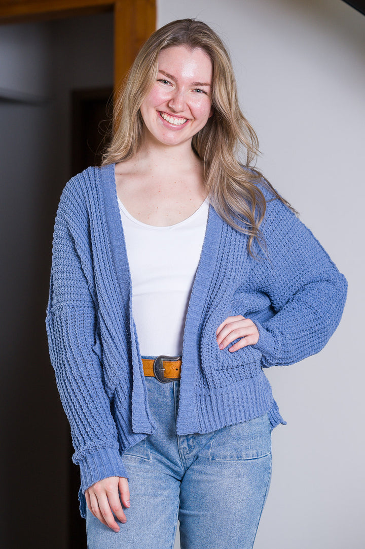 My Cozy Chenille Clara Cardigan (Periwinkle Blue)