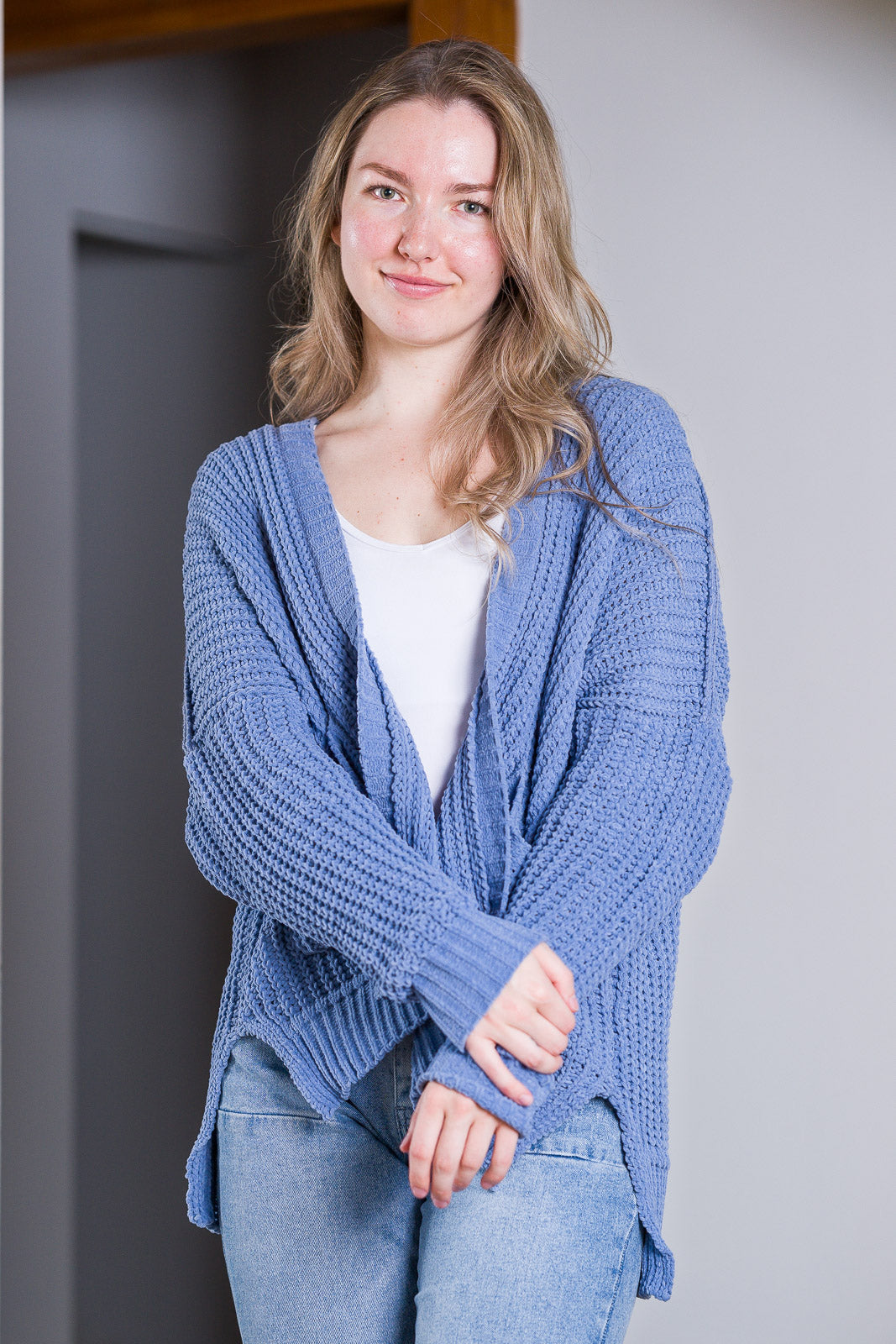 My Cozy Chenille Clara Cardigan (Periwinkle Blue)