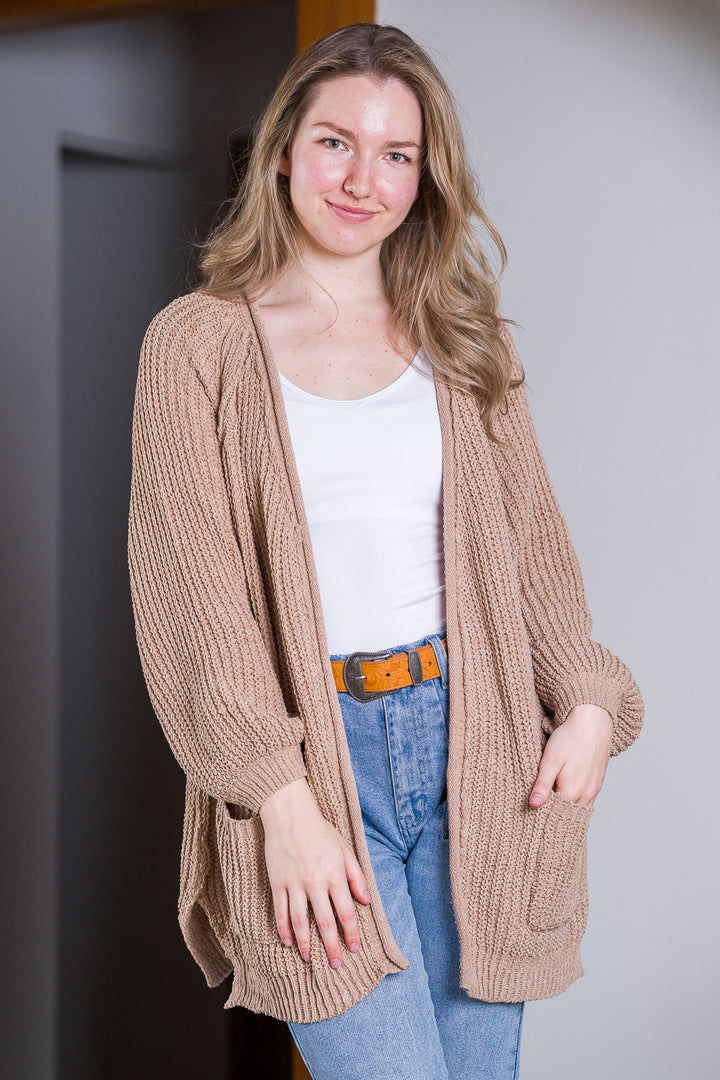 My Cozy Isabella Knit Cardigan (Taupe)