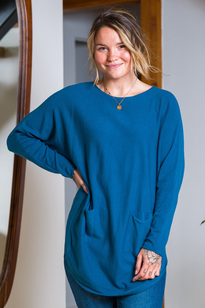 Meo Oversized Button Sweater (Dark Teal)