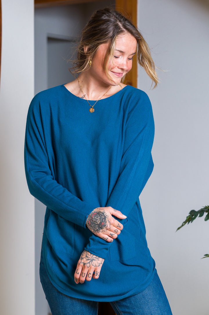 Meo Oversized Button Sweater (Dark Teal)