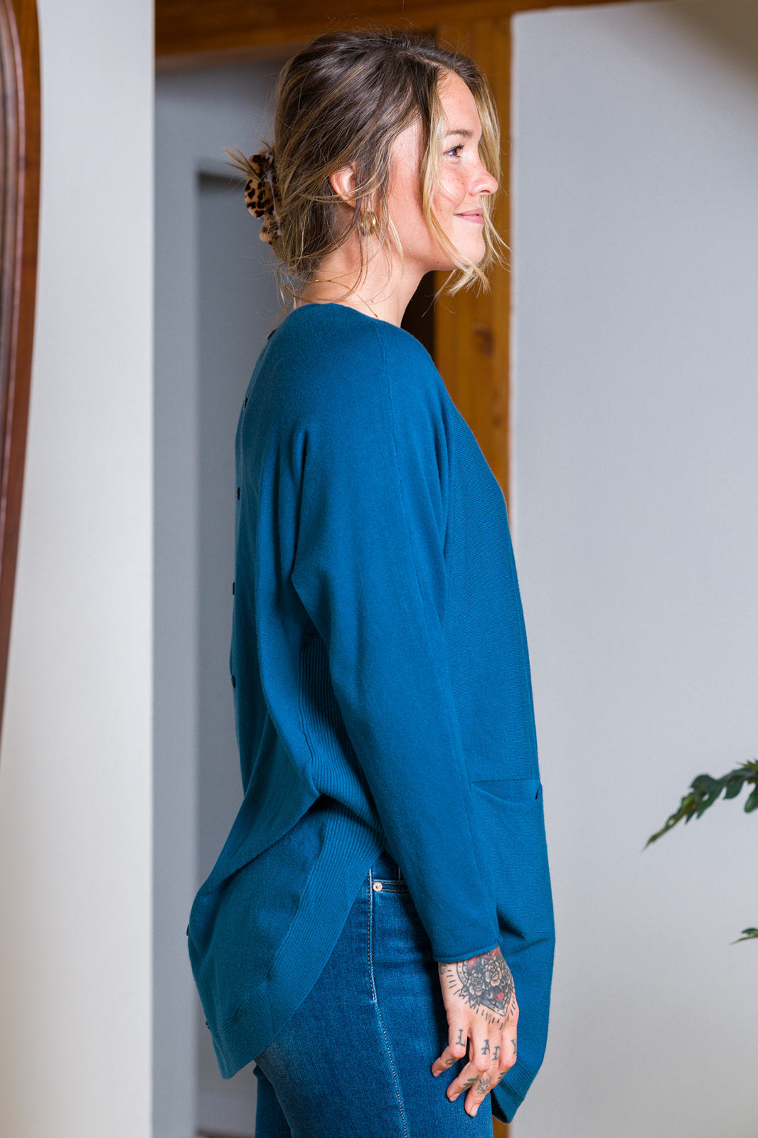 Meo Oversized Button Sweater (Dark Teal)