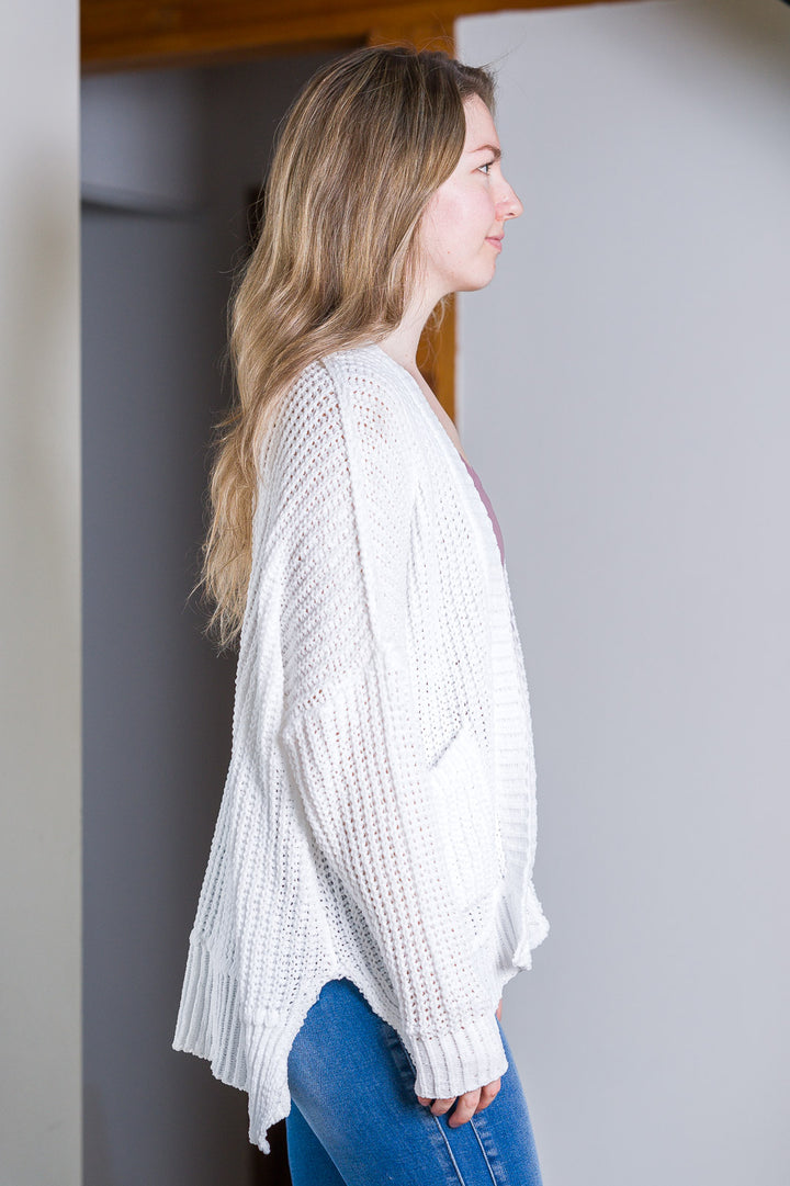 My Cozy Chenille Clara Cardigan  (White)