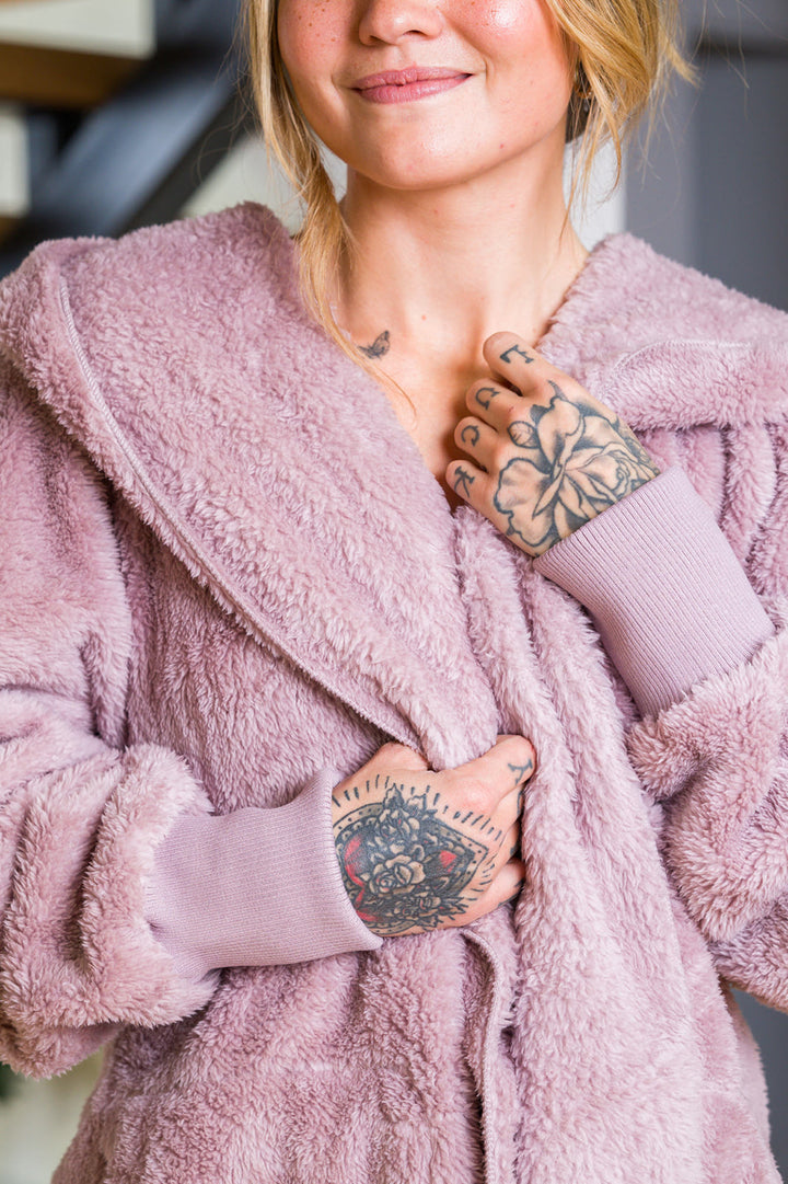 Teddy Bear Plush Cardigan (Dusty Lilac)