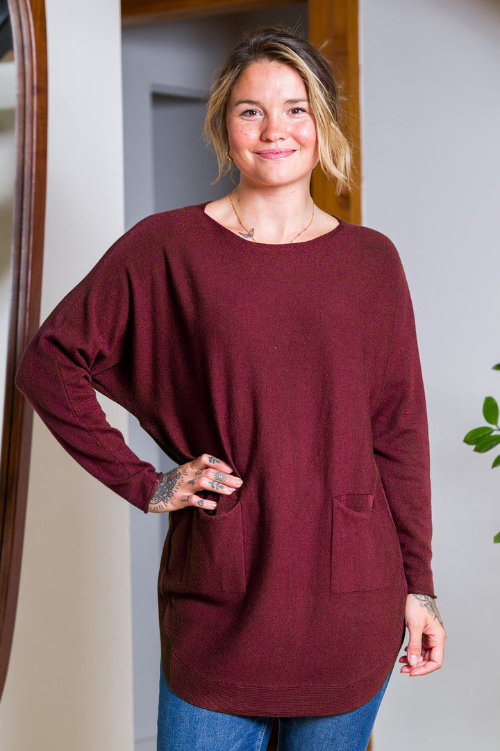 Meo Oversized Button Sweater (Plum)