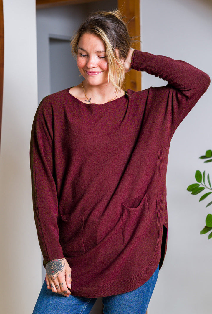 Meo Oversized Button Sweater (Plum)