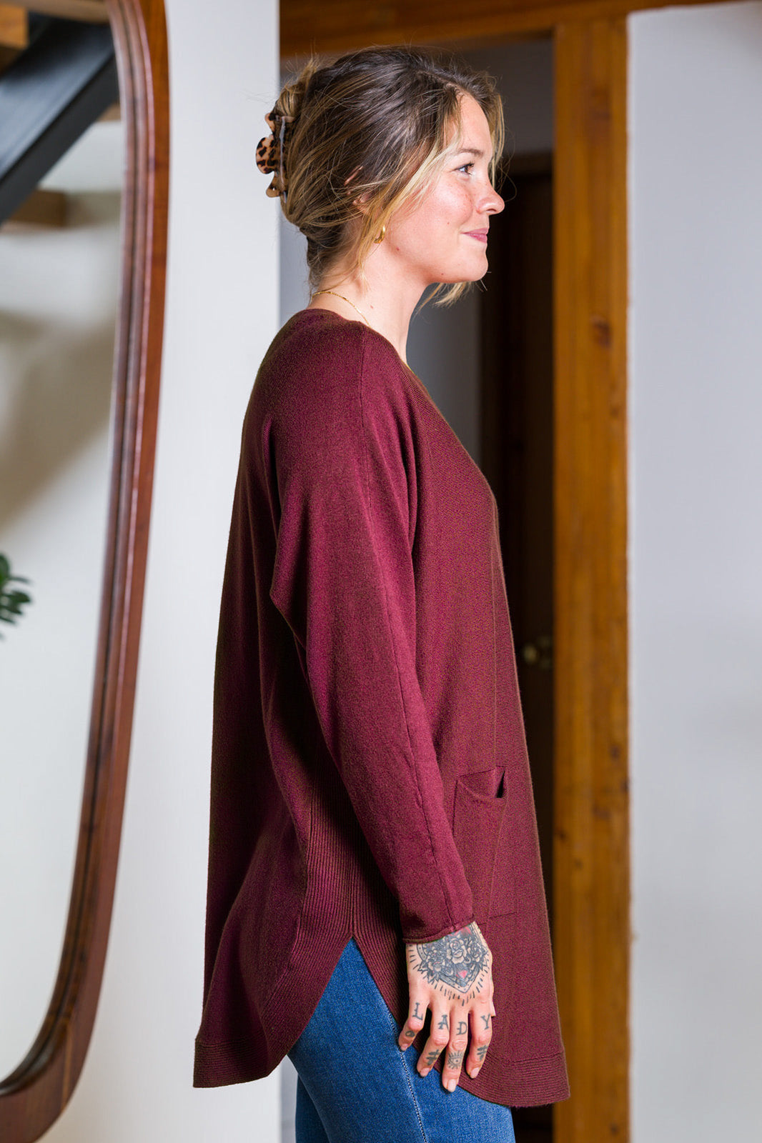 Meo Oversized Button Sweater (Plum)