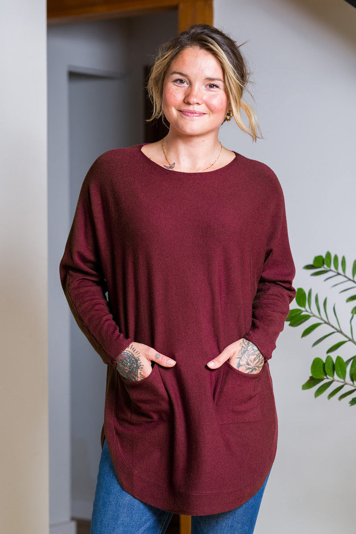 Meo Oversized Button Sweater (Plum)