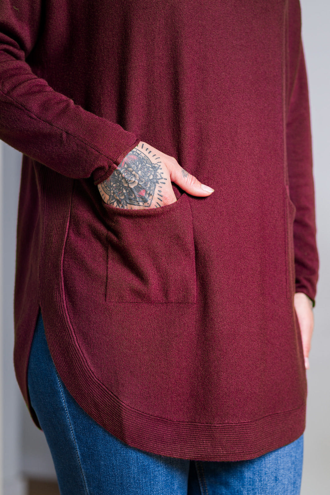 Meo Oversized Button Sweater (Plum)