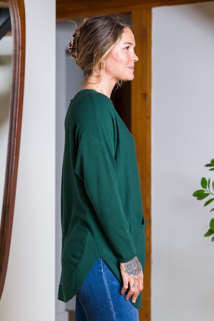 Meo Oversized Button Sweater (Forest Green)