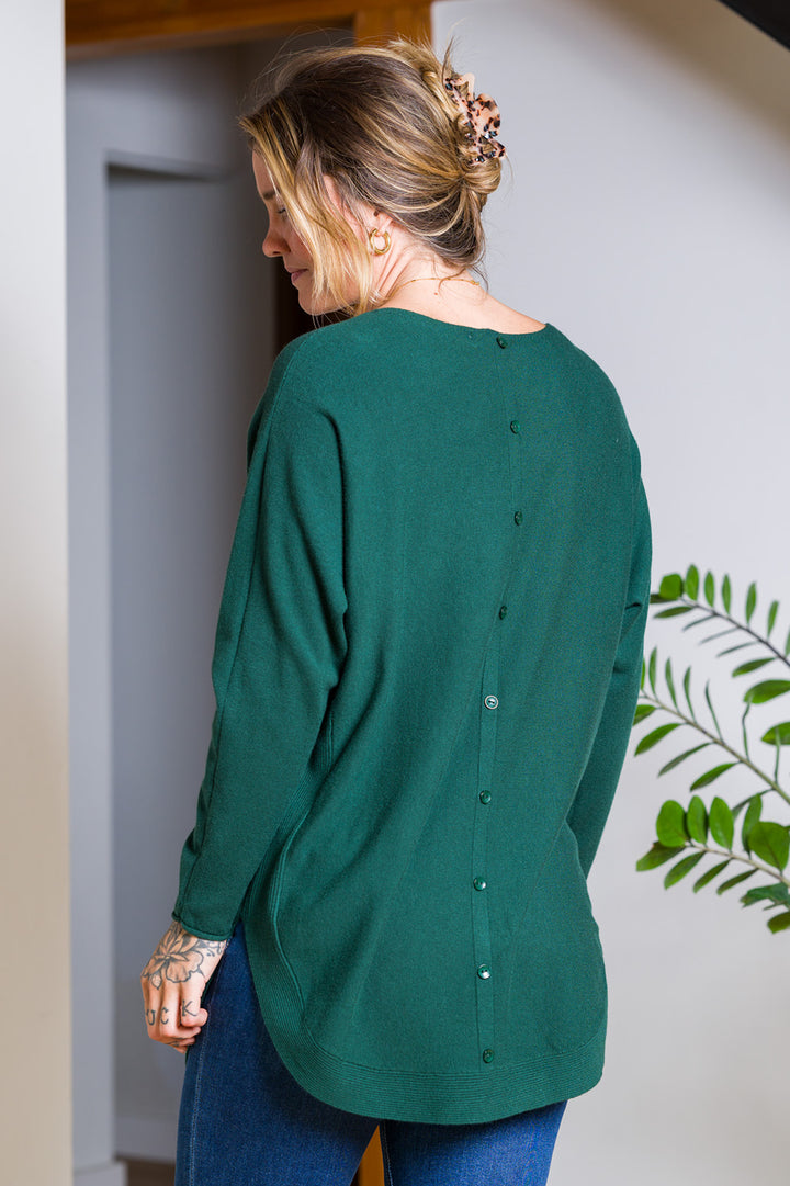 Meo Oversized Button Sweater (Forest Green)