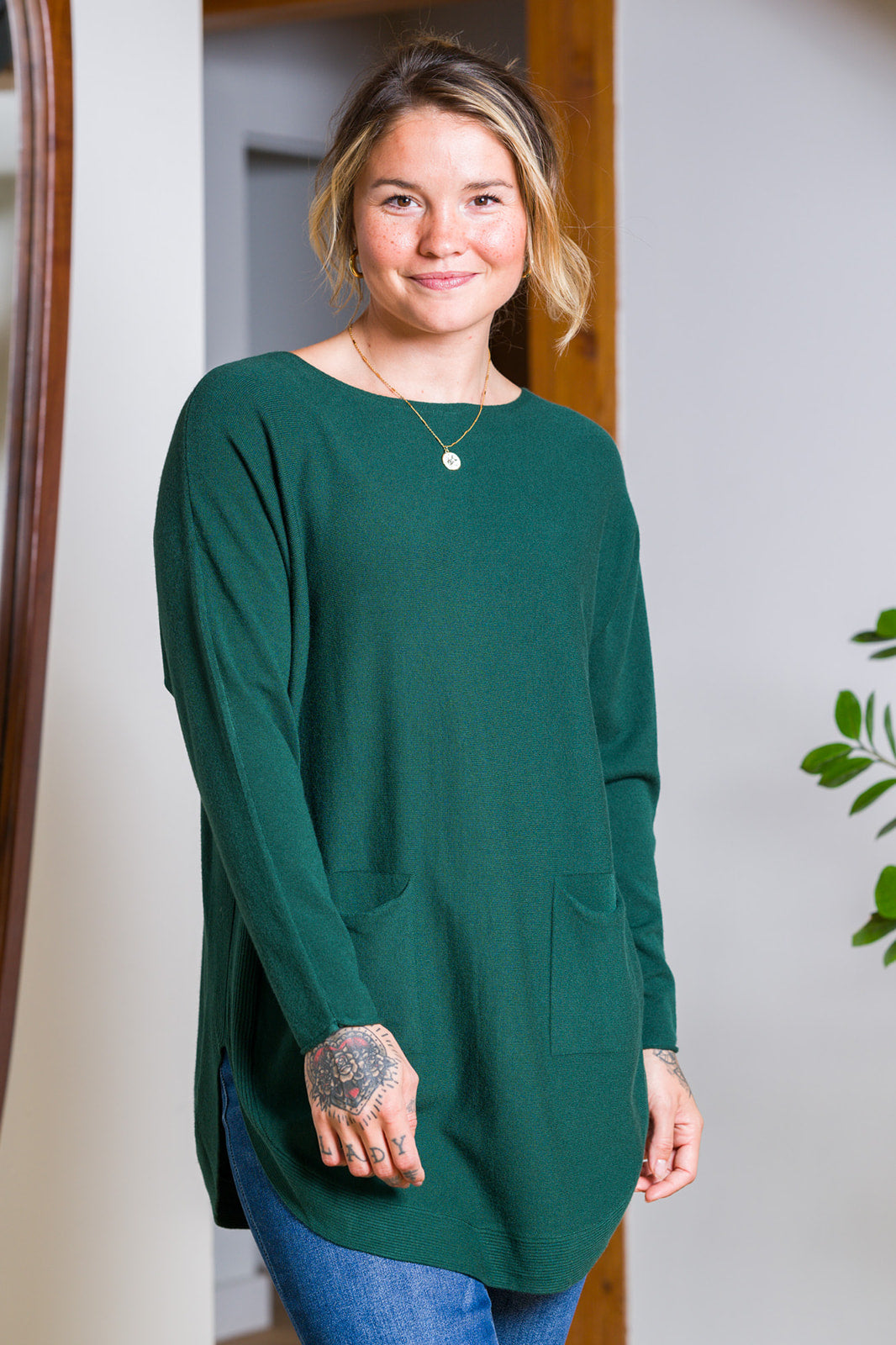 Meo Oversized Button Sweater (Forest Green)