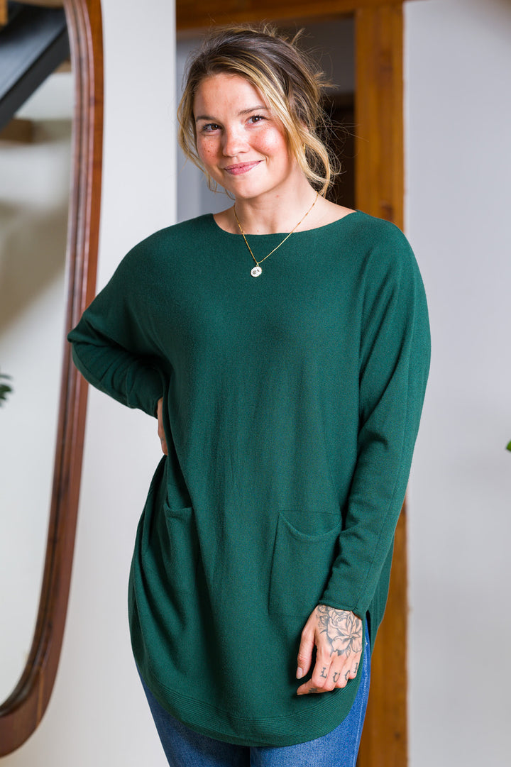 Meo Oversized Button Sweater (Forest Green)