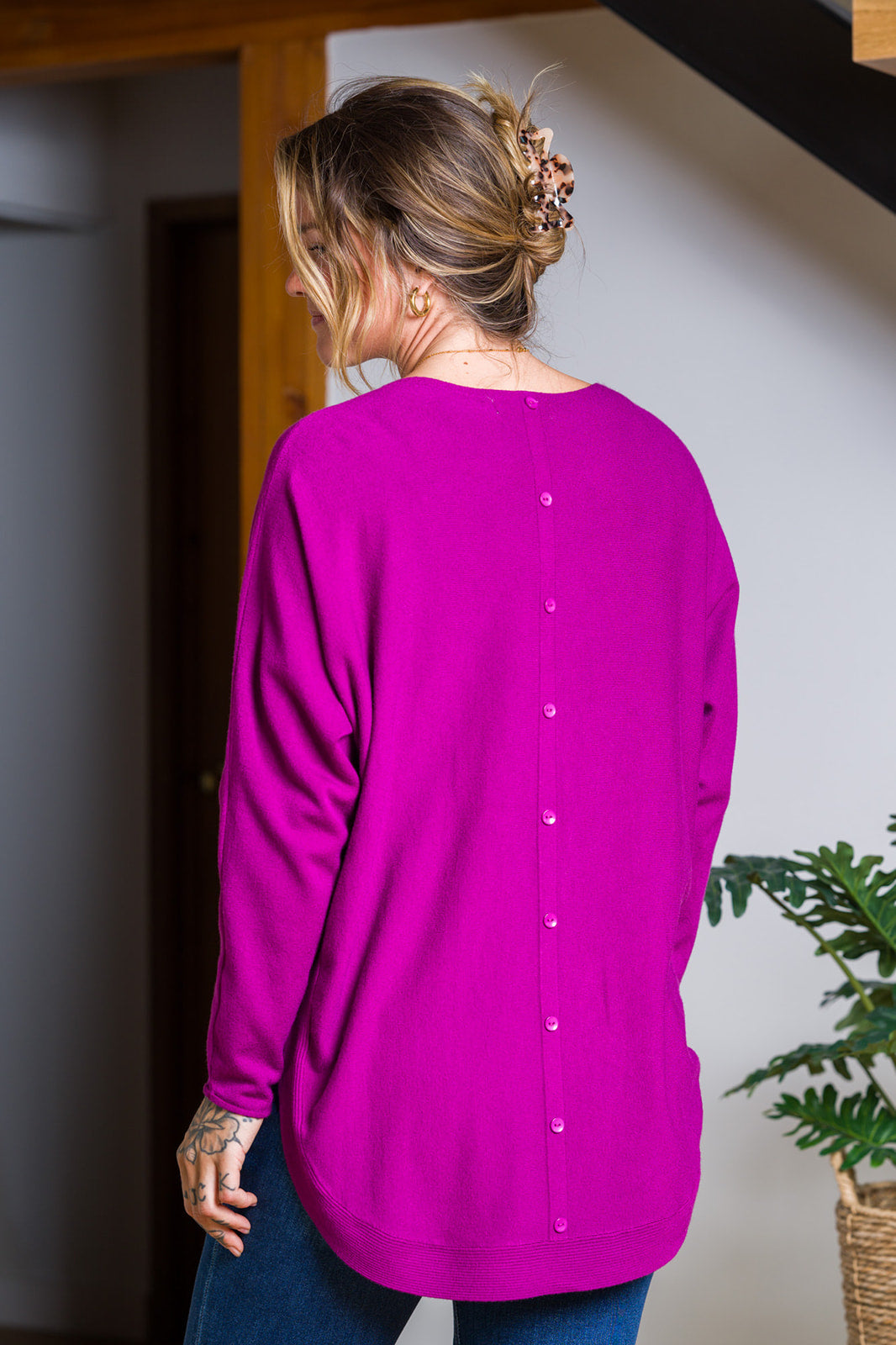 Meo Oversized Button Sweater (Orchid)