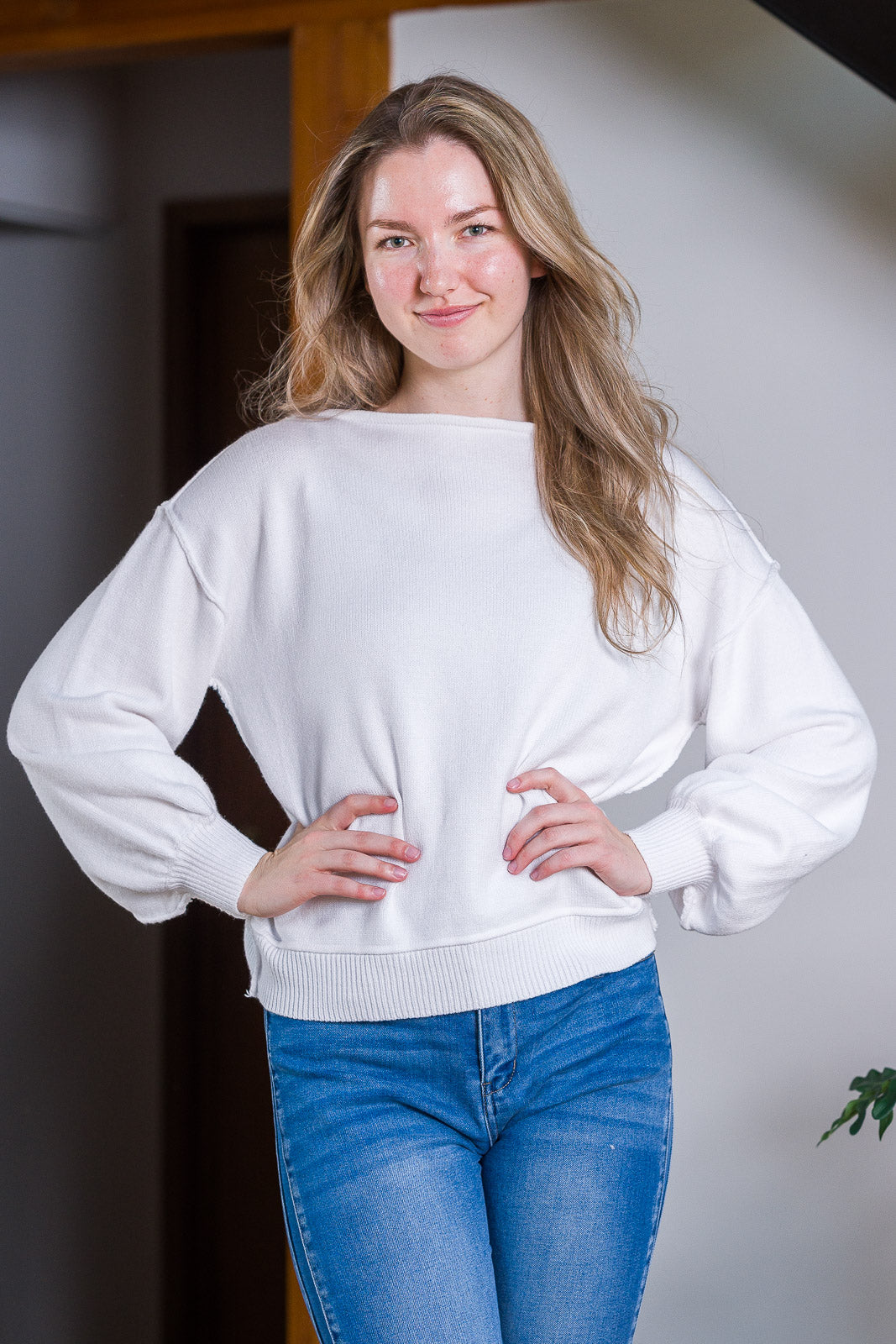 My Cozy Boatneck Sweater (White)