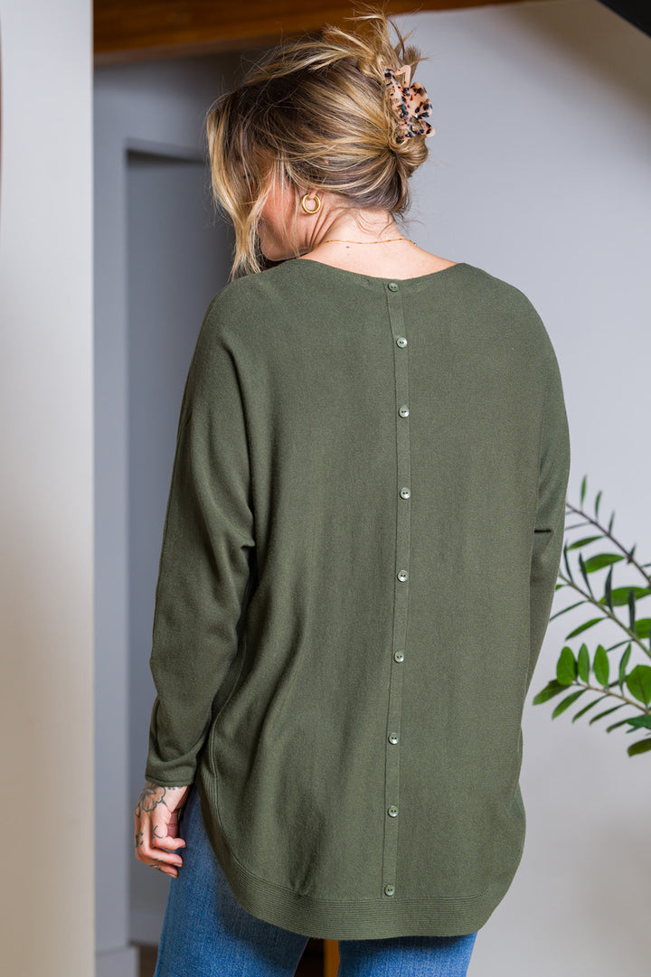 Meo Oversized Button Sweater (Army Green)