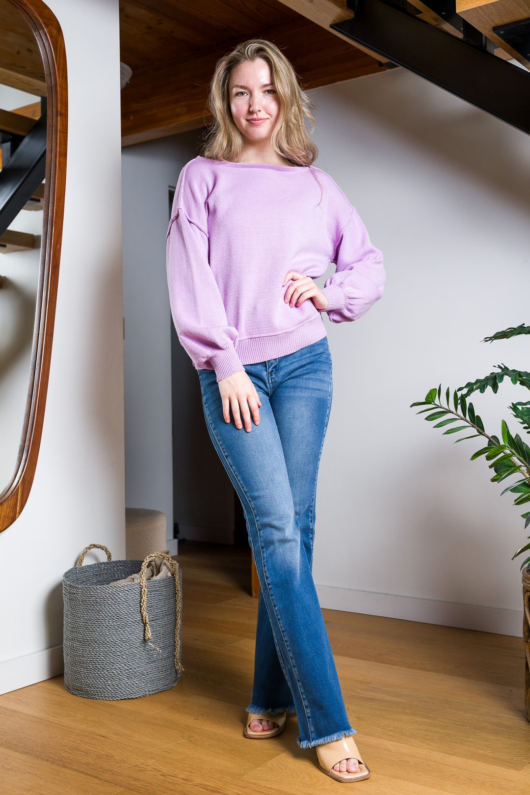 My Cozy Boatneck Sweater (Lavender)