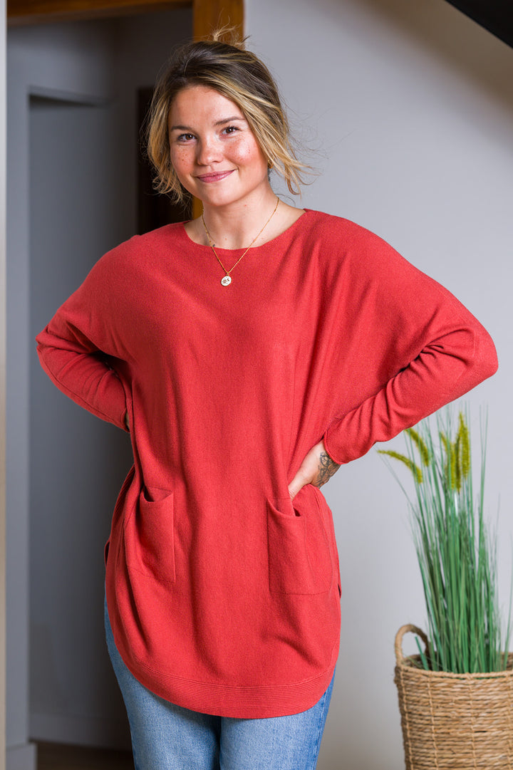 Meo Oversized Button Sweater (Rust)