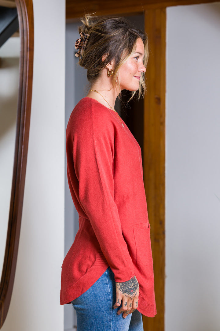 Meo Oversized Button Sweater (Rust)