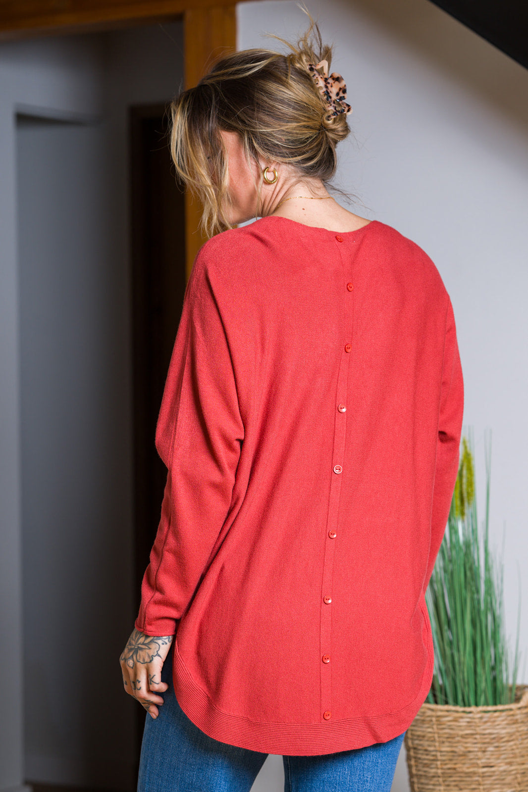 Meo Oversized Button Sweater (Rust)