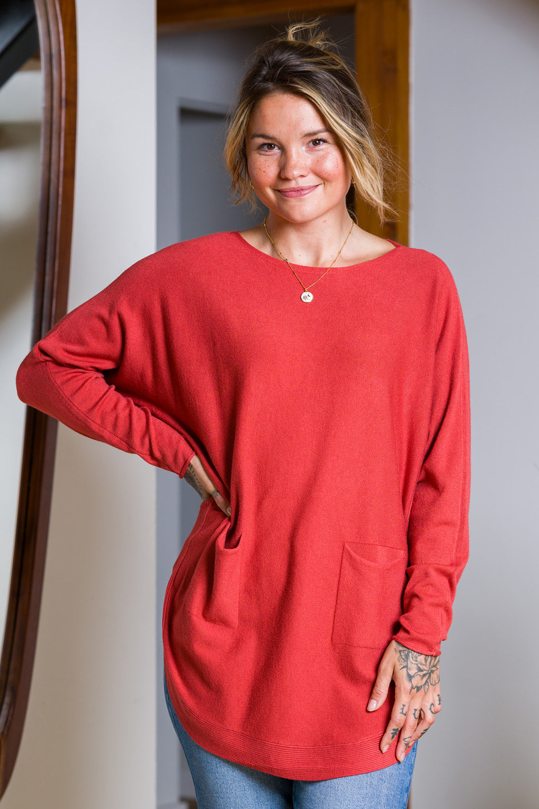 Meo Oversized Button Sweater (Rust)