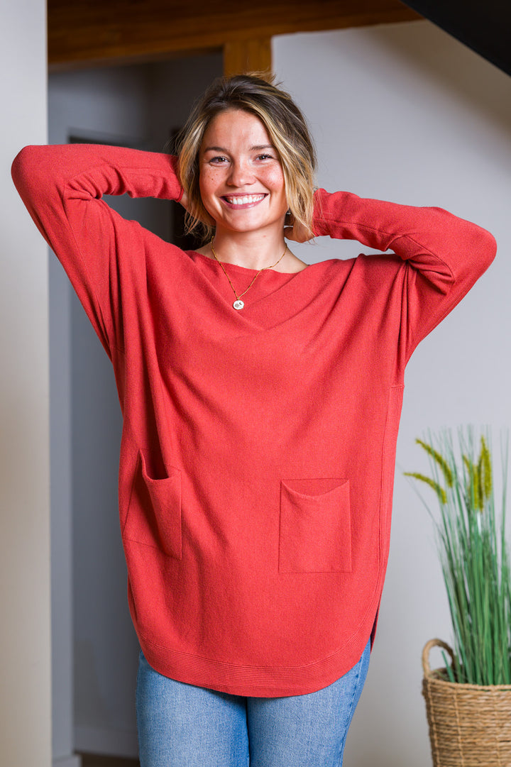 Meo Oversized Button Sweater (Rust)