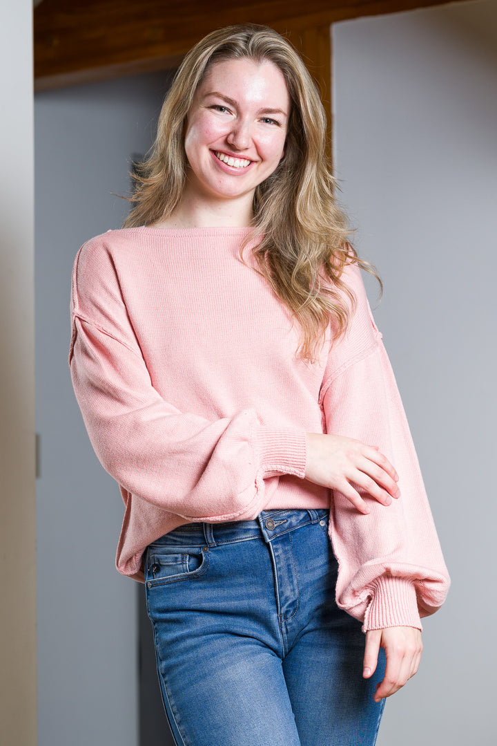 My Cozy Boatneck Sweater (Blush)