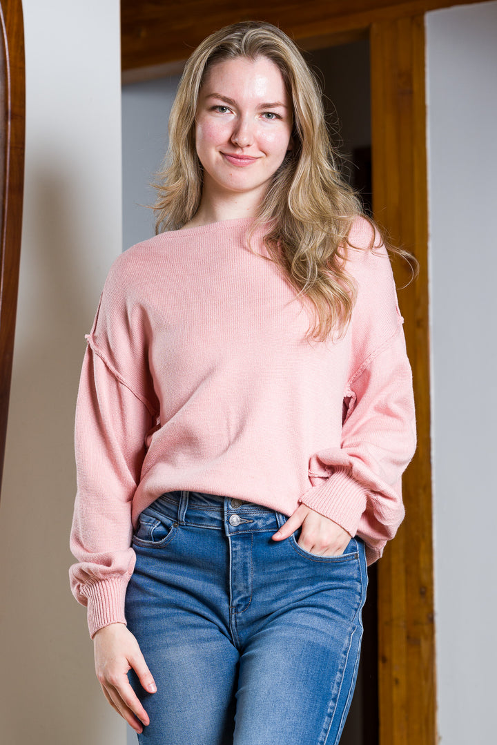 My Cozy Boatneck Sweater (Blush)