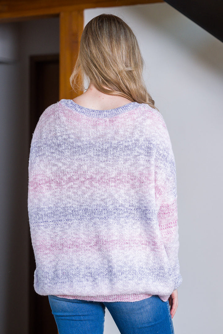 My Cozy Knit Sunset Sweater (Mauve Pink)