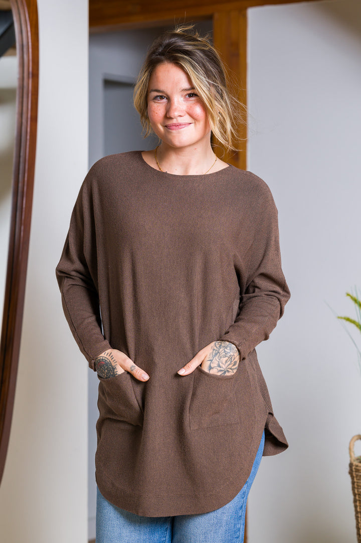 Meo Oversized Button Sweater (Walnut)