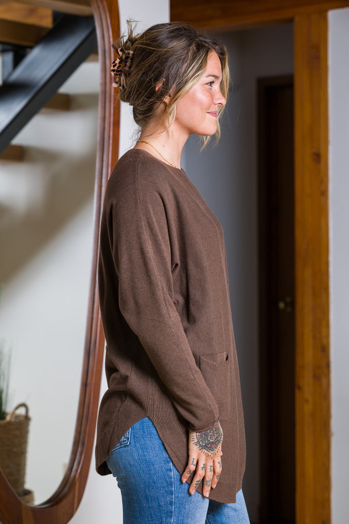 Meo Oversized Button Sweater (Walnut)