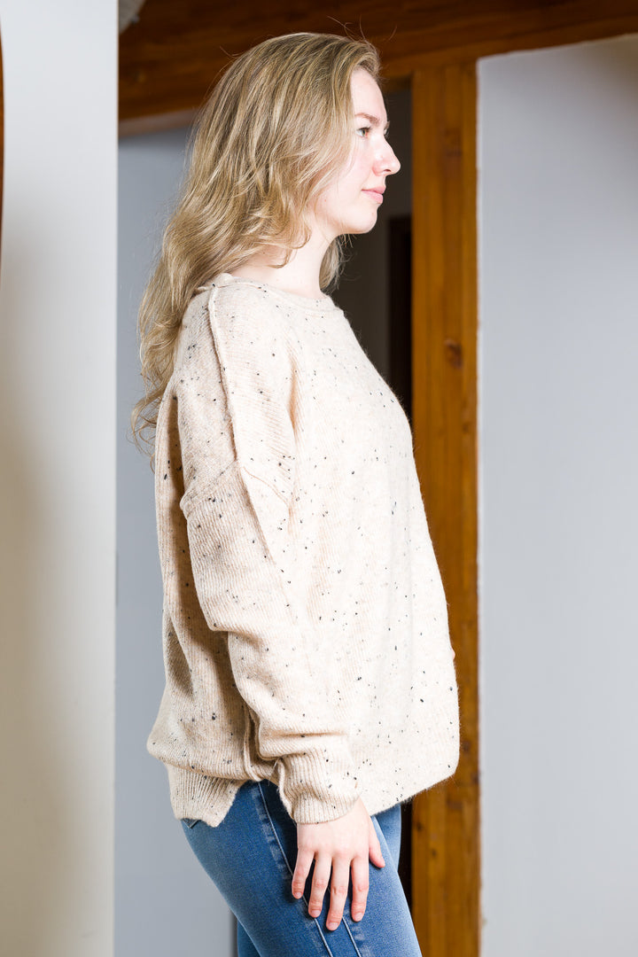 My Cozy Oversized Speckled Sweater (Khaki)