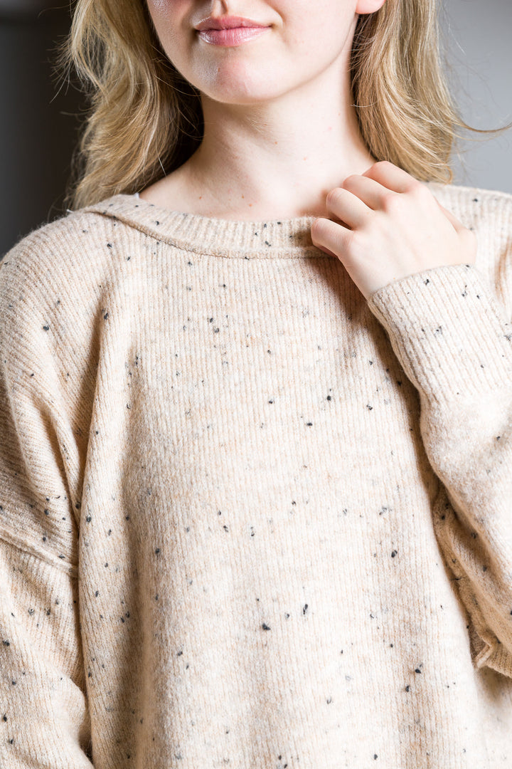 My Cozy Oversized Speckled Sweater (Khaki)