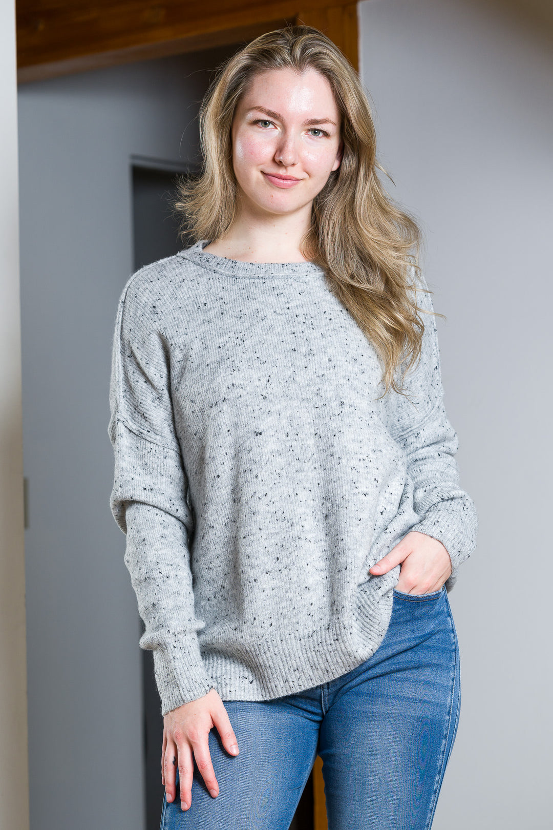 My Cozy Oversized Speckled Sweater (Grey)