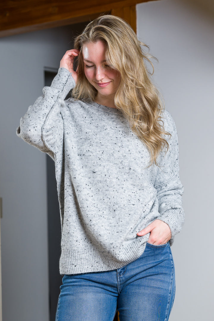 My Cozy Oversized Speckled Sweater (Grey)