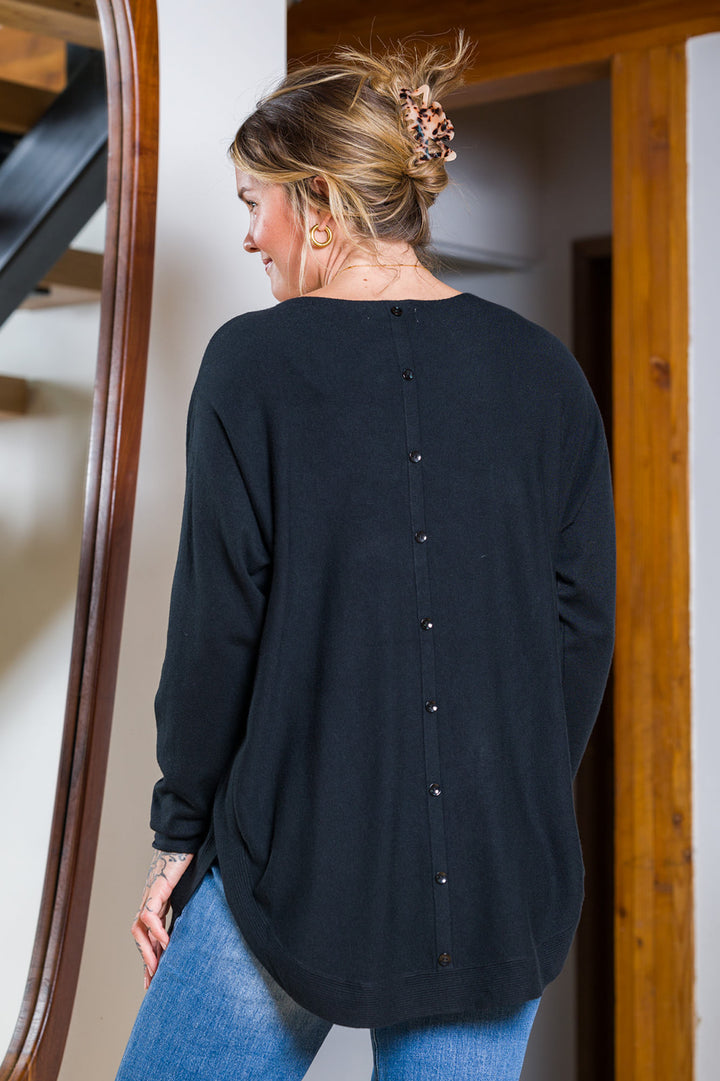 Meo Oversized Button Sweater (Black)