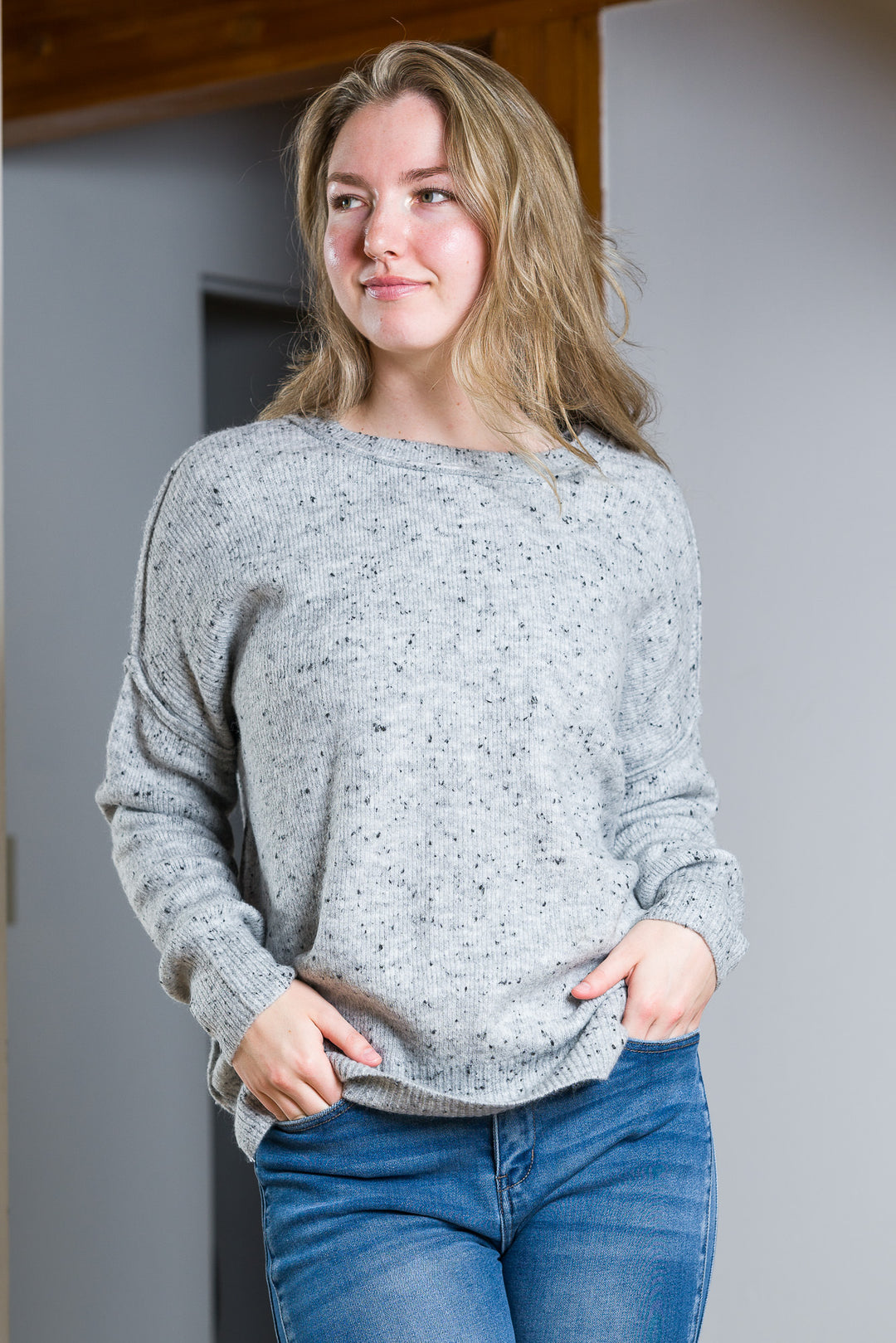 My Cozy Oversized Speckled Sweater (Grey)