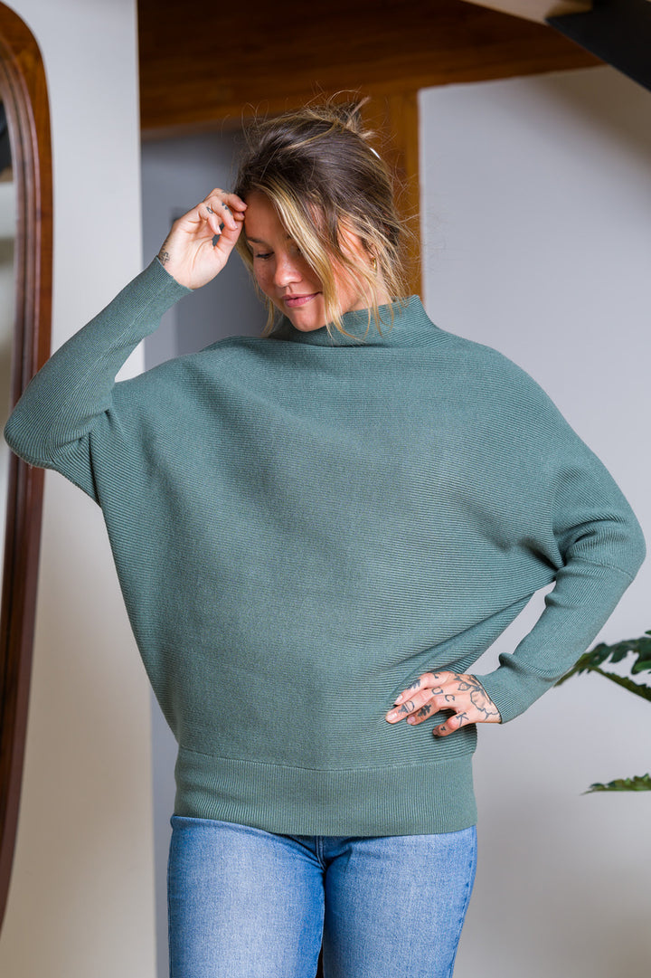 Zen Rib Dolman Sweater (Ash Jade)