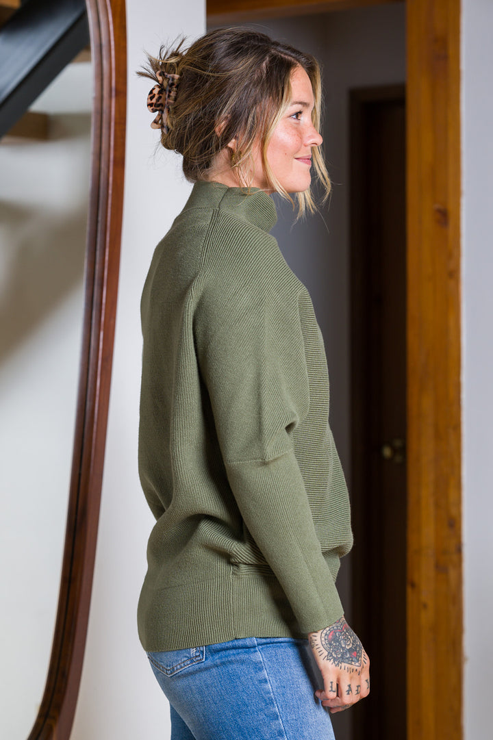 Zen Rib Dolman Sweater (Light Olive)