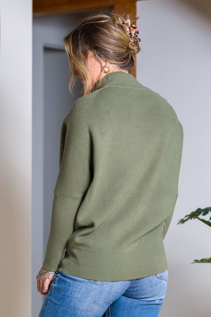 Zen Rib Dolman Sweater (Light Olive)