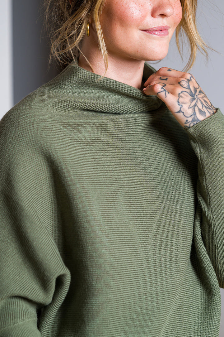 Zen Rib Dolman Sweater (Light Olive)