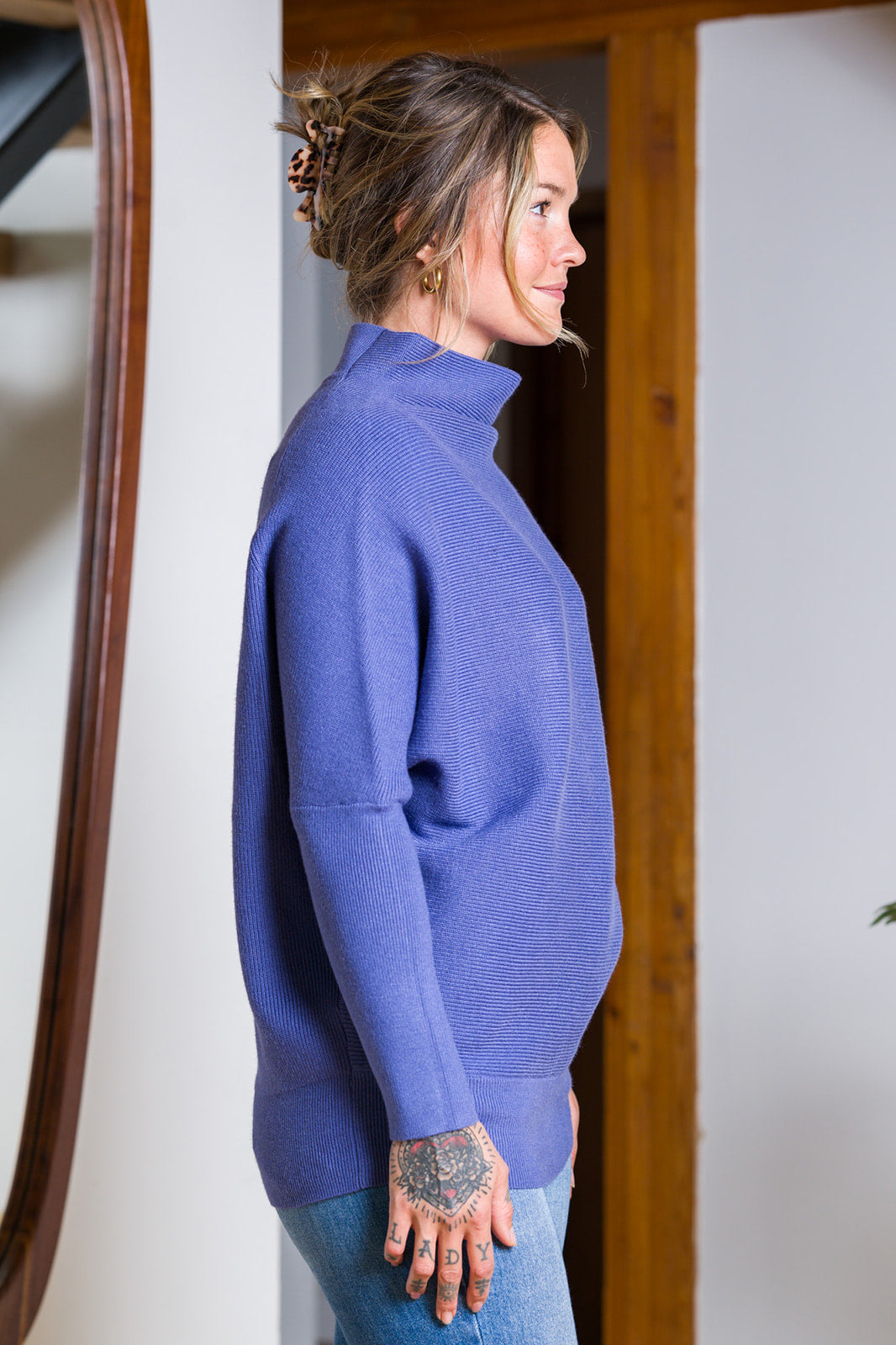 Zen Rib Dolman Sweater (Cornflower Blue)