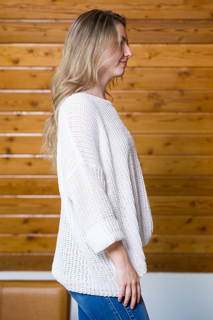 My Cozy Oversized Chenille Sweater (White)