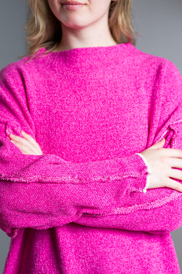 Zen Boxy Chenille Sweater (Hot Pink)