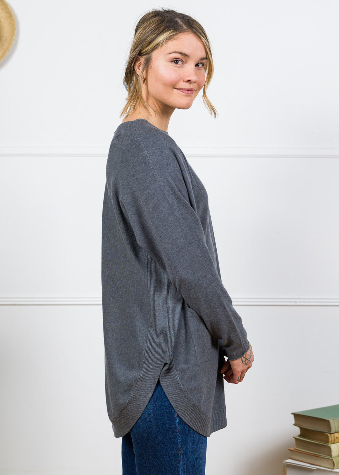 Meo Oversized Button Sweater (Charcoal)