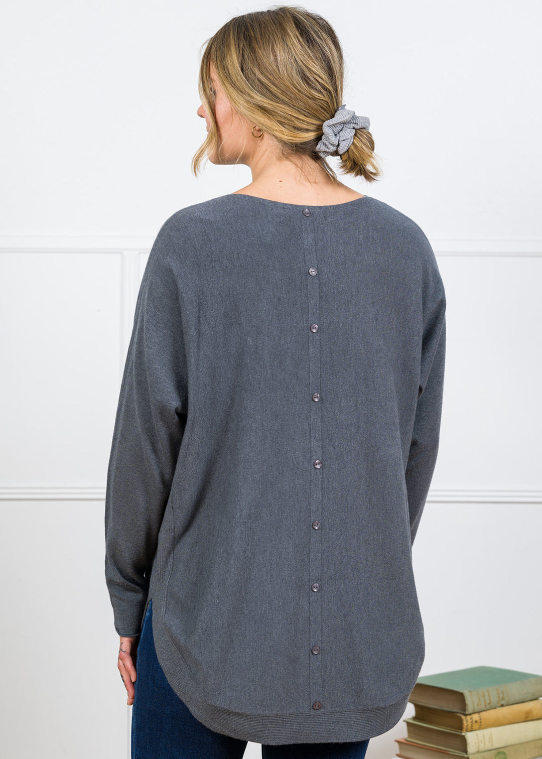 Meo Oversized Button Sweater (Charcoal)