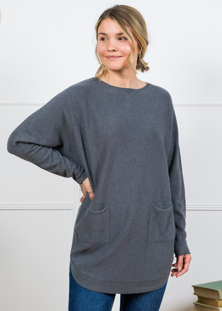 Meo Oversized Button Sweater (Charcoal)