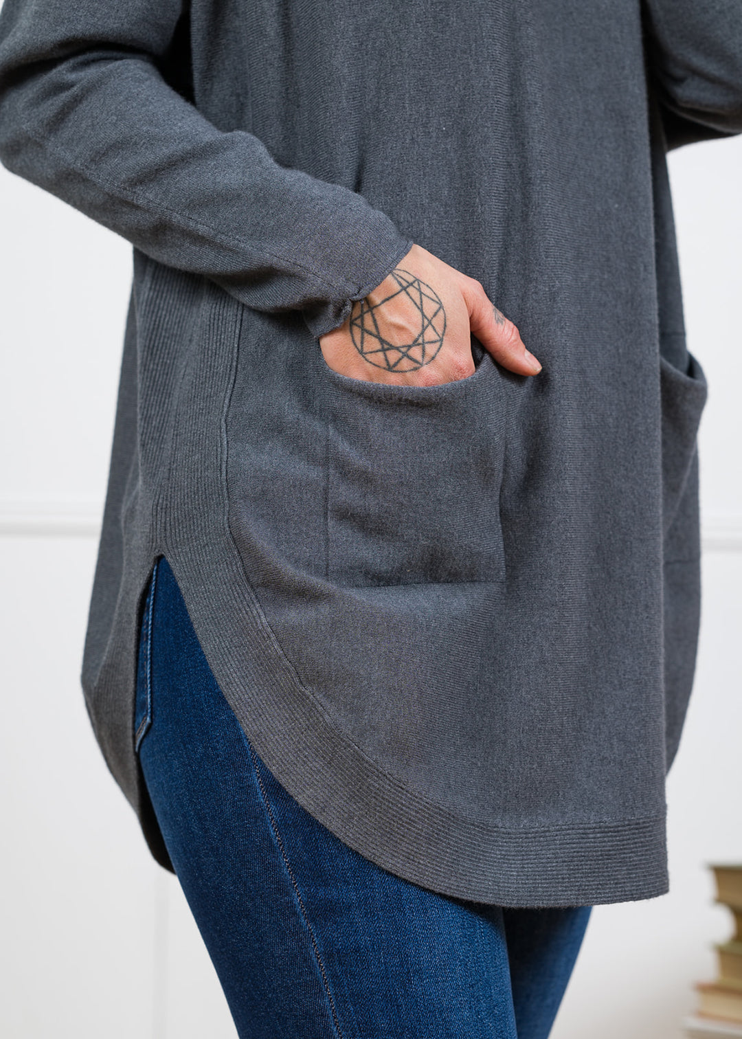 Meo Oversized Button Sweater (Charcoal)