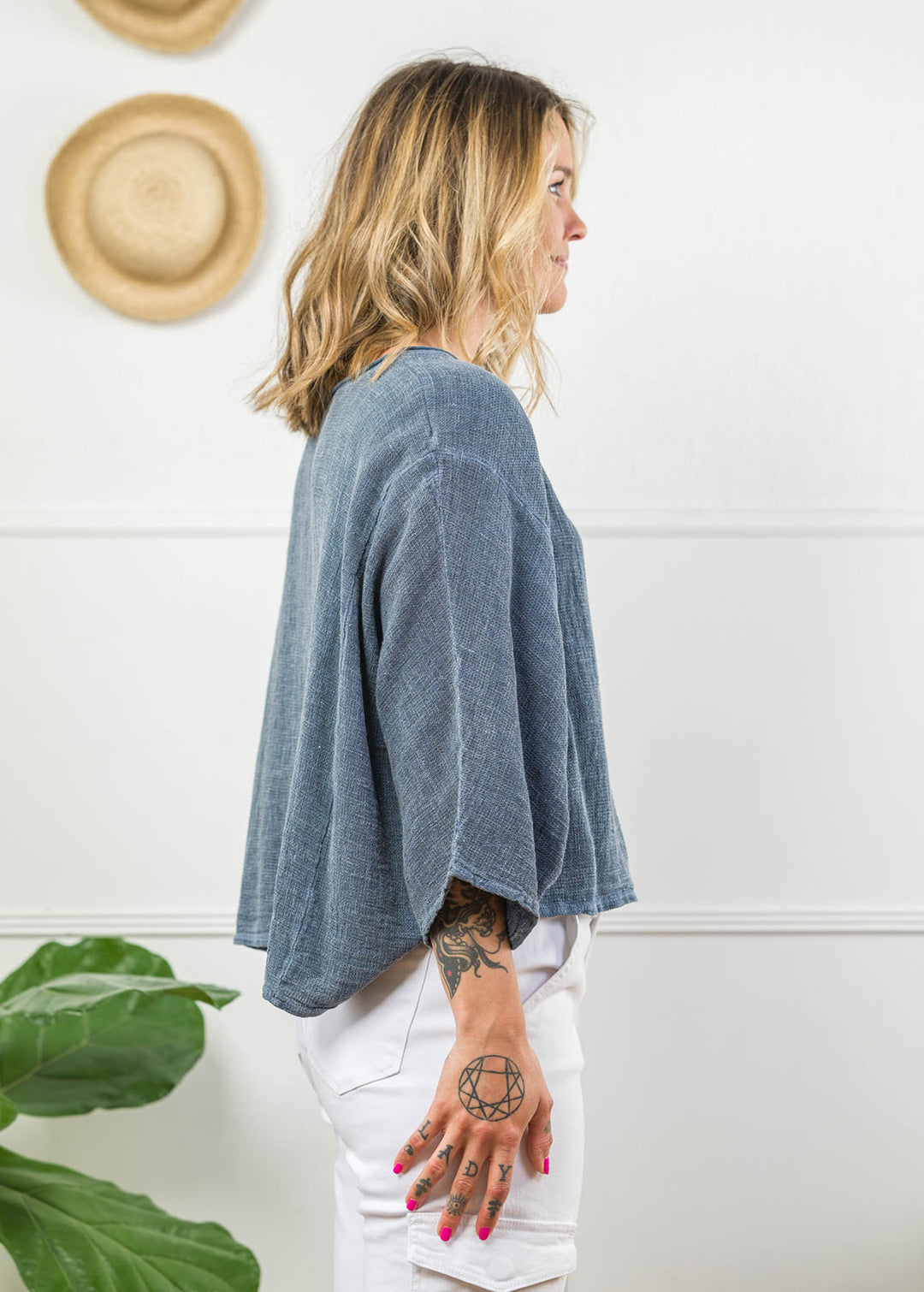 Meo Linen Boxy Dolman Tee (Navy)