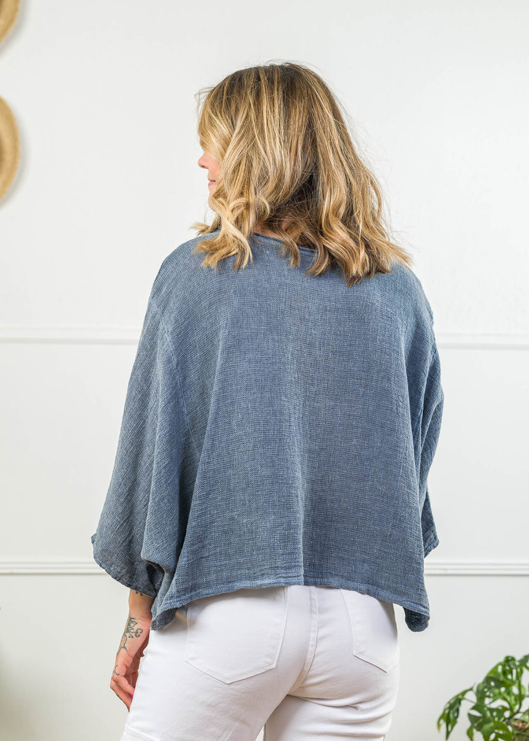Meo Linen Boxy Dolman Tee (Navy)
